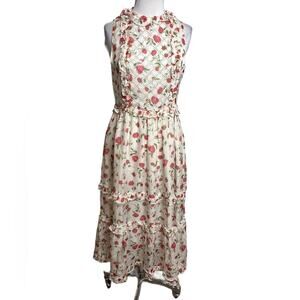 Dodo bar or floral tiered midi dress with stud embellishments Sz 40